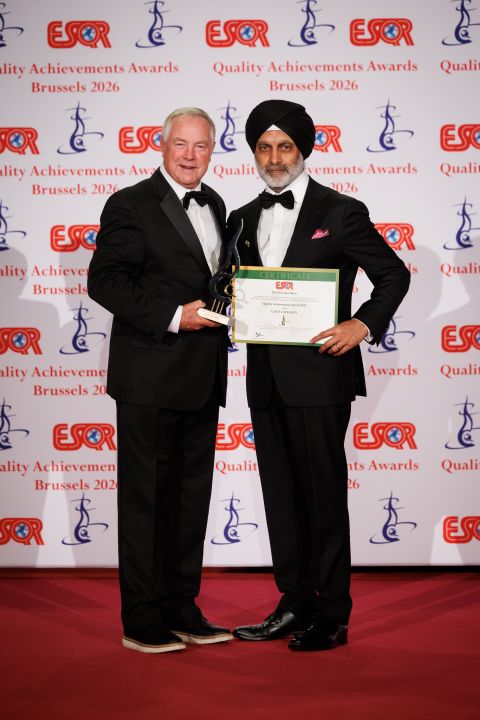 Dr Devinder Bansi, Consultant Gastroenterologist, on receiving the European Quality Achievement Award 2026 from the European Society for Quality Research (ESQR) ; ?>