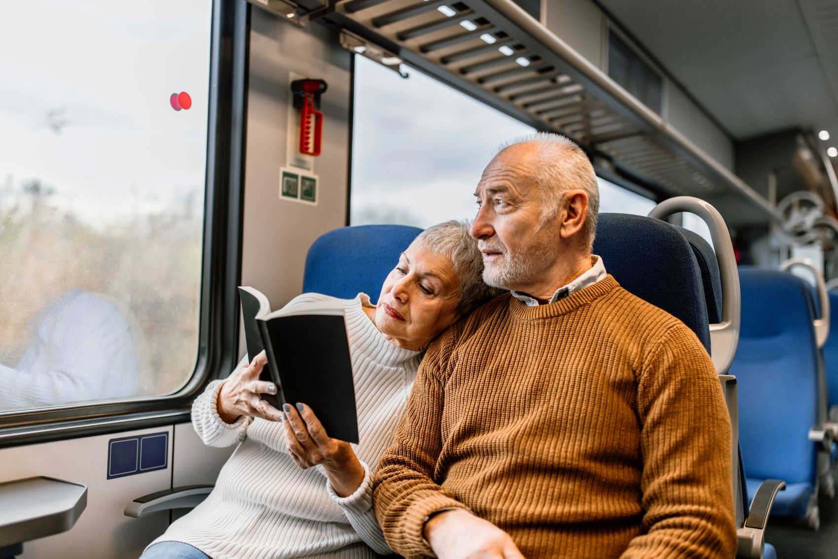 A mature couple on the train